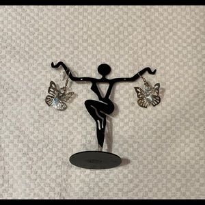 925 Silver Butterfly Delicate Dangly Earrings